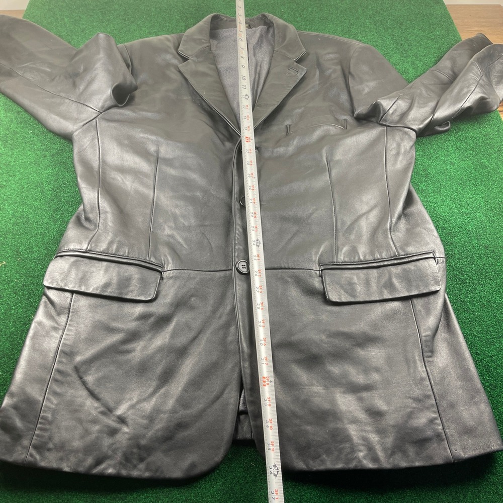 F.R. Tripler & Co Signature Gold Black Leather Blazer Jacket Mens 42L - Picture 6 of 10
